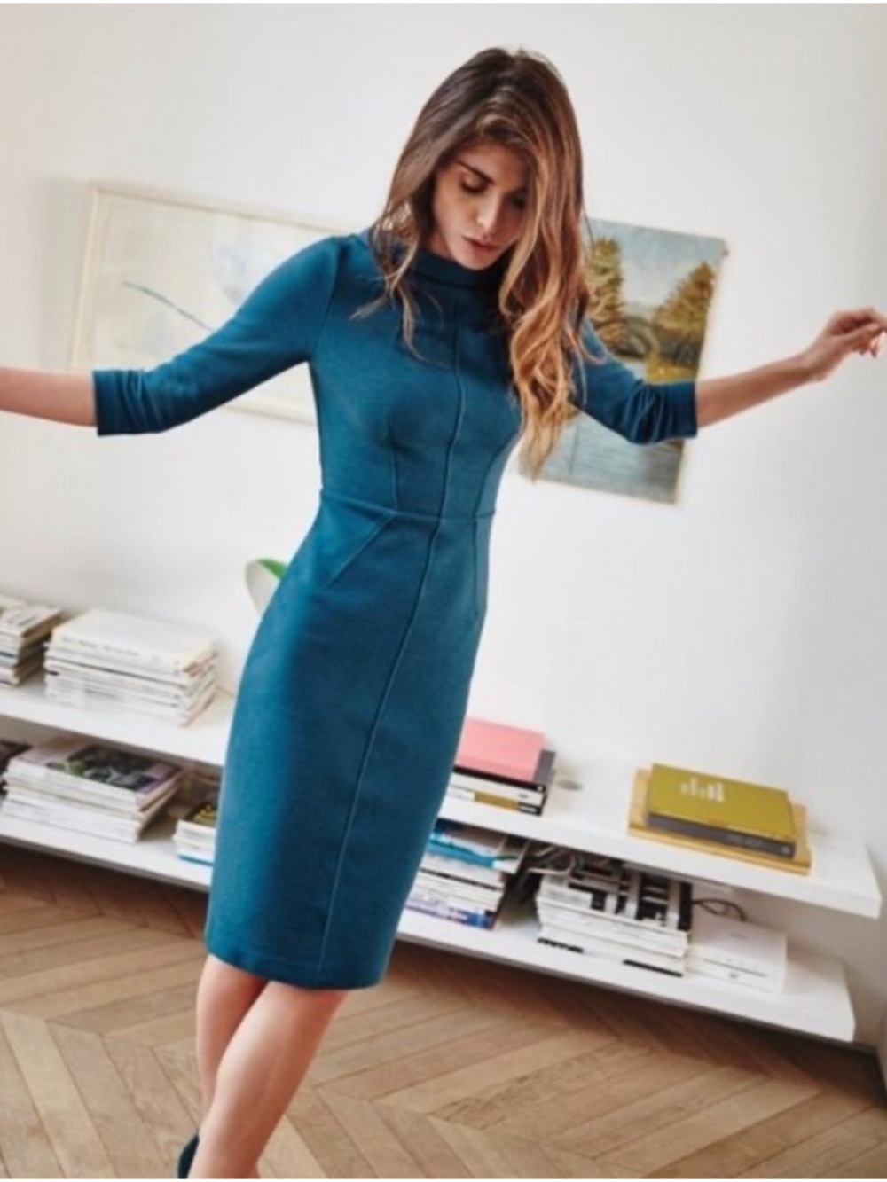 Boden Teal Midi Sheath Dress